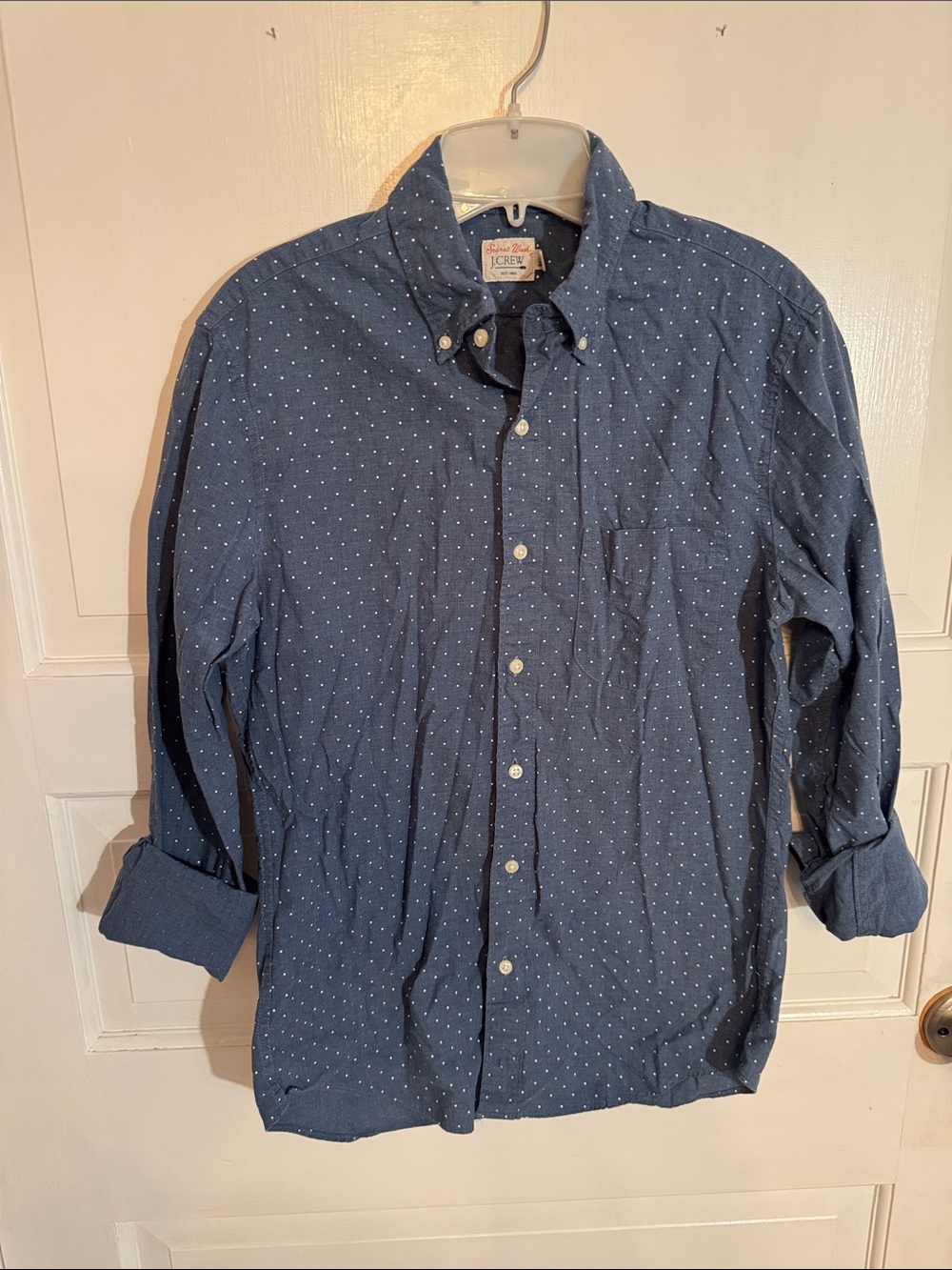 J. Crew Men's Navy Blue Polka Dot Button-Down Shirt
